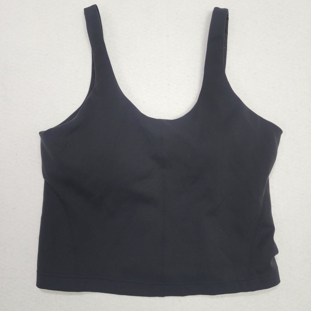 Lululemon Glow Up Athletic Tank Top Womens 10 Black Stretch Medium Support Yoga